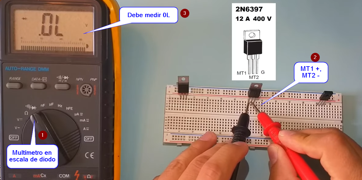 paso 1 test triac